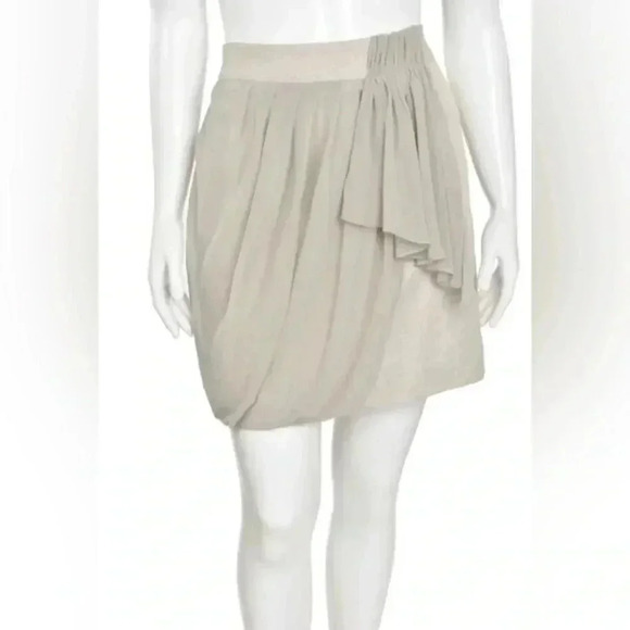 Anthropologie Yoana Baraschi Draped Sash Linen Blend Skirt Size 8 Gold Shimmer - Picture 1 of 15